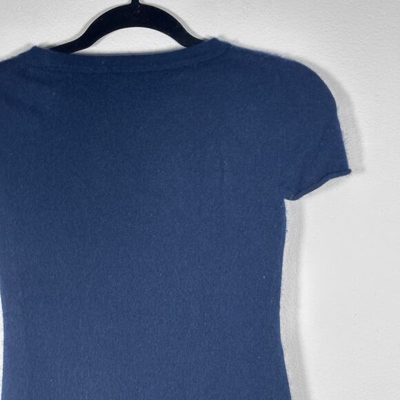 J. Crew Navy Blue Cashmere T-Shirt Sweater Short Sleeve Size XS Pre-Loved - Picture 11 of 14